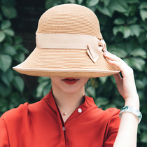 AI Curled Folds Sun Hat Japanese Grass UV Sun Protection Hat Fisherman Hat Children Spring Summer 100 Lap Grass Hat