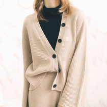 AI autumn and winter heavy light luxury cashmere sweater cardigan loose jacket Excellent cashmere sweater sweater top