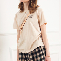 AI2021 new spring womens short-sleeved womens T-shirt youth Hong Kong wind round neck thin pure cotton European and American tops high quality