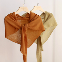 AIu Executive Superior Sun Protection Cloak External Lap Pure Mountain Cashmere Light Air Conditioning Triangle Towel Small Scarves Summer Autumn Soft Glutinous Rice