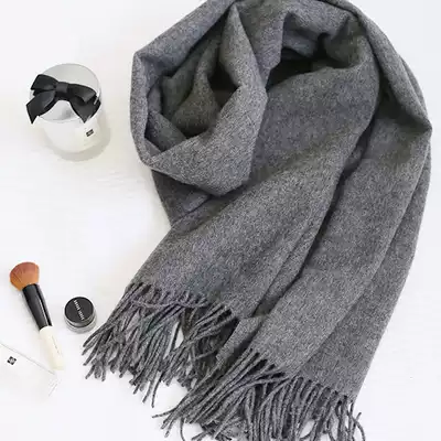AI light luxury 100 heavy weight first cut wool concave shape Joker Lamb hair scarf female winter oversized shawl dual use