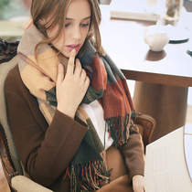 AI fabric touch comfort Classic British plaid wool scarf Womens winter warm autumn and winter oversized shawl