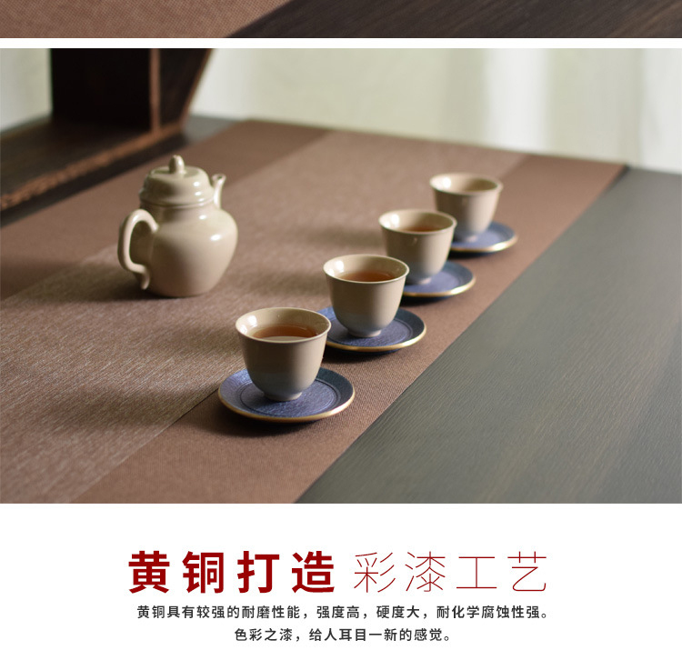 Brass color cup pad insulation pad saucer ceramic story Japanese creative kung fu tea accessories with zero
