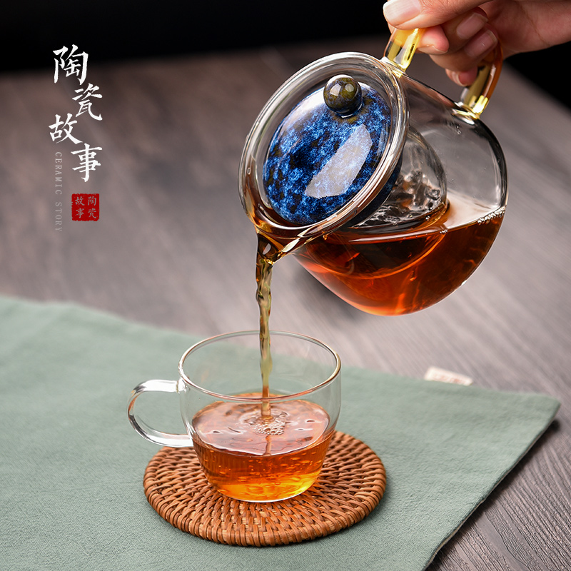 Ceramic heat - resistant glass Ceramic teapot cover story tea separation from the teapot small teapot set
