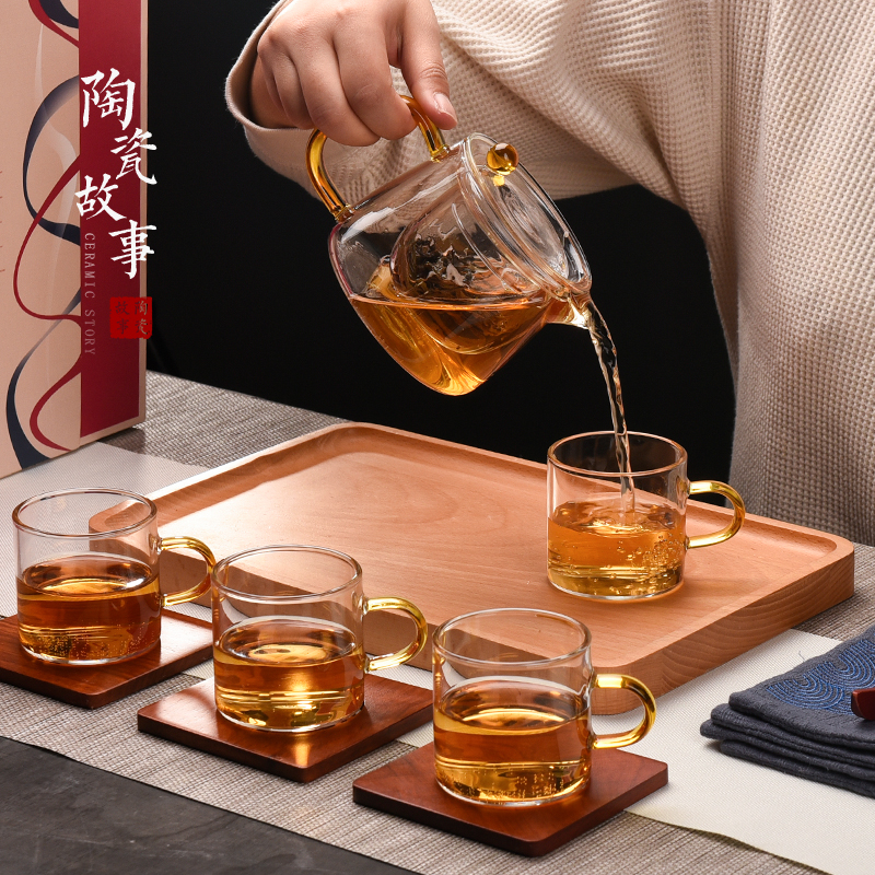 Ceramic story glass tea set home sitting room is a small set of tea sets tea cups contracted ground tea gift box package