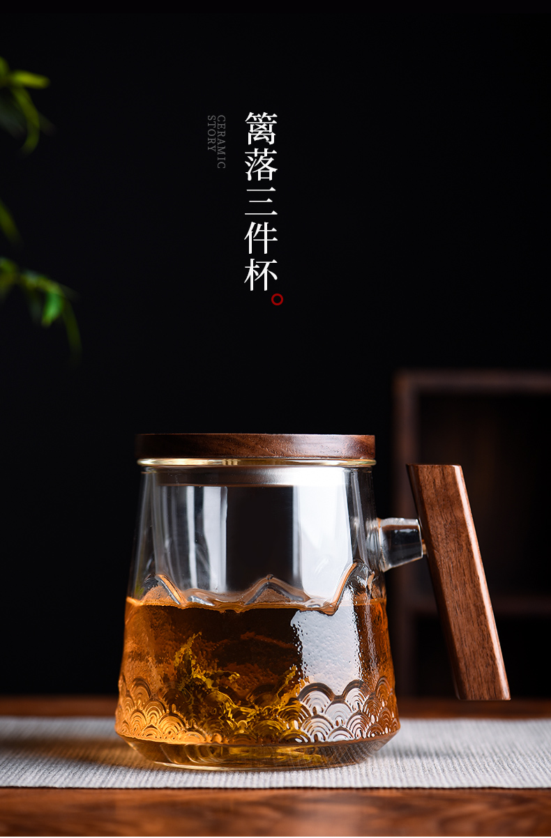 Ceramic separation story tropical resistant cover glass cup tea tea cup home office cup of filtered water cup
