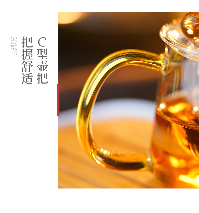 Ceramic story kung fu tea set suit household light cup tea tray of a complete set of high - end key-2 luxury Chinese small glass teapot