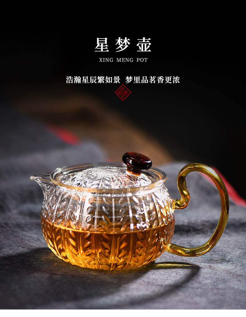 Ceramic teapot story little teapot tea separation, high temperature resistant glass hammer floret teapot tea set