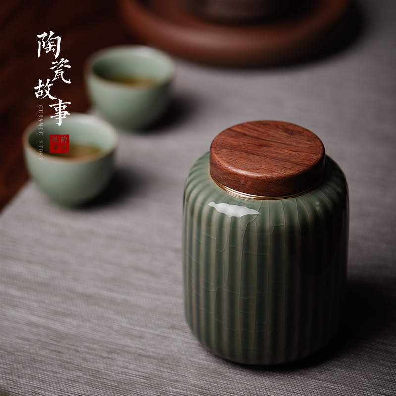 Members of the caddy fixings wooden cover large ceramic sealed as cans white tea tea tea storage tanks and POTS