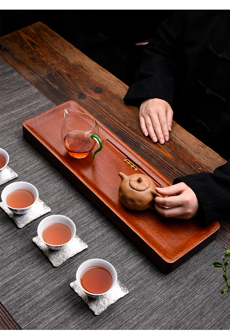 Ceramic story real wood dry Taiwan tea tray was water drainage saucer household contracted tea sea small kung fu tea set