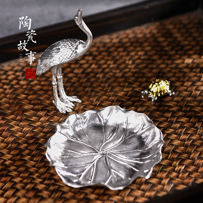 Ceramic and story of pure tin cranes incense inserted there are kung fu tea tea tea accessories zen creative move of a pet