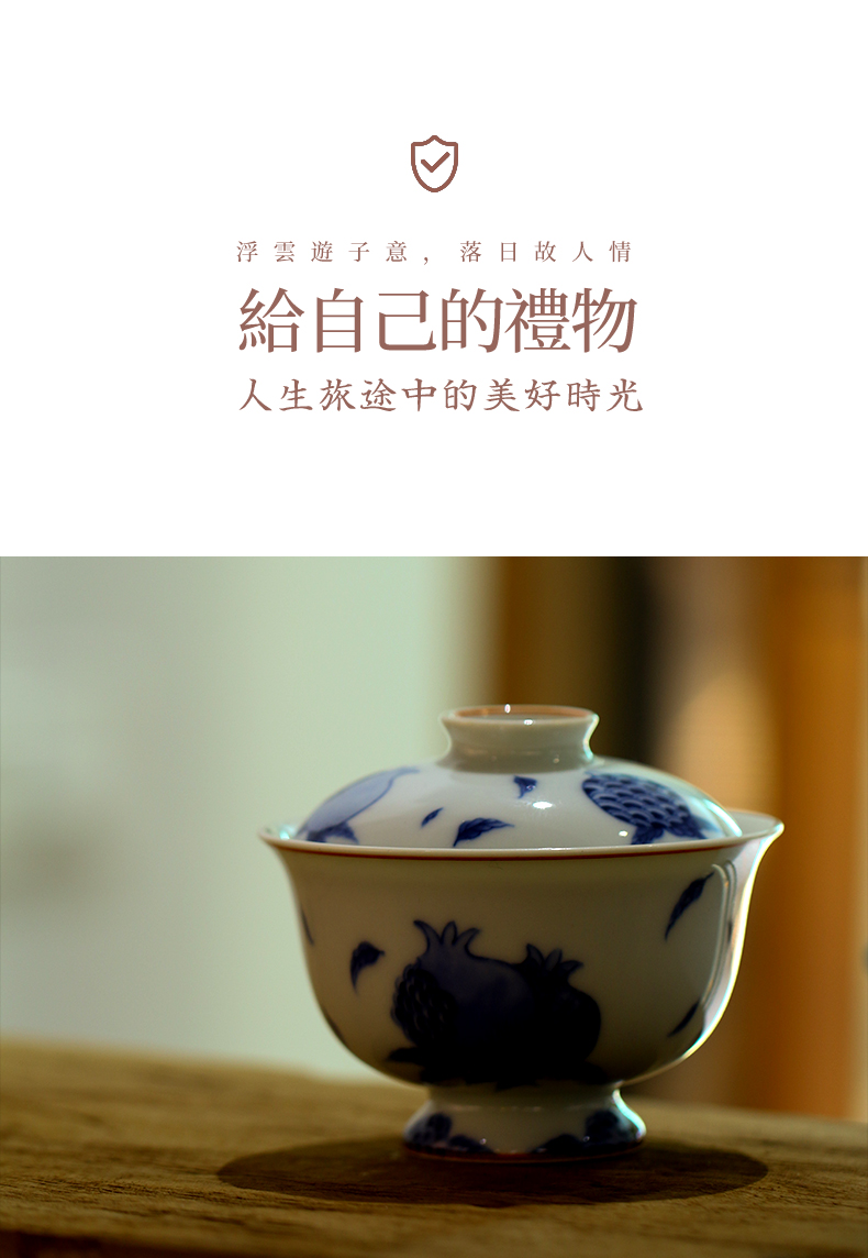 High - end checking hand - made ceramic story town tureen three tureen only a single blue sanduo footed tureen