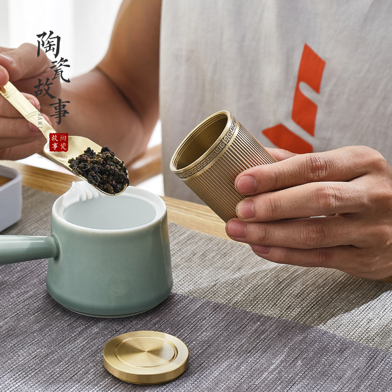 Pure brass ceramic story pu 'er tea pot size seal storage POTS stock POTS kung fu tea accessories