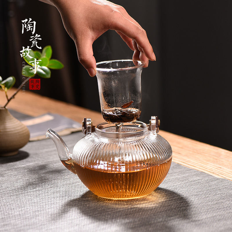 Glass cooking pot electricity TaoLu suit kettle filtering thickening heat - resistant kung fu tea set girder teapot tea stove