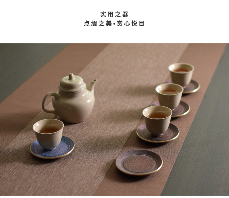 Brass color cup pad insulation pad saucer ceramic story Japanese creative kung fu tea accessories with zero