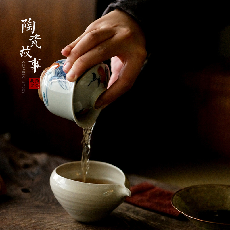 High - end checking hand - made ceramic story town tureen three blue and white color bucket crane tureen only single life of tureen