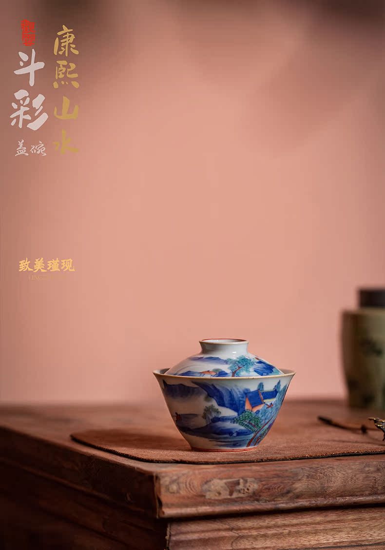 High - end checking hand - made ceramic story town tureen three tureen single jingdezhen pure hand - made tureen