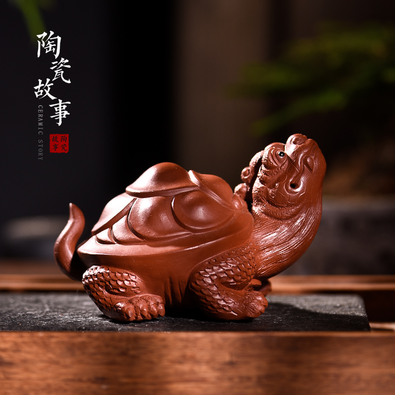 Ceramic purple Japanese story furnishing articles pet boutique tea can keep tea tea accessories decorative tea play little dragon turtle
