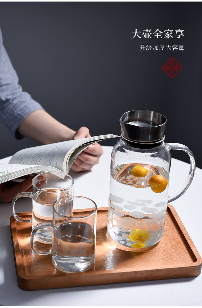 Cold water bottle glass ceramic story high temperature resistant household cool bottle Nordic creative Cold boiled water kettle cup suit