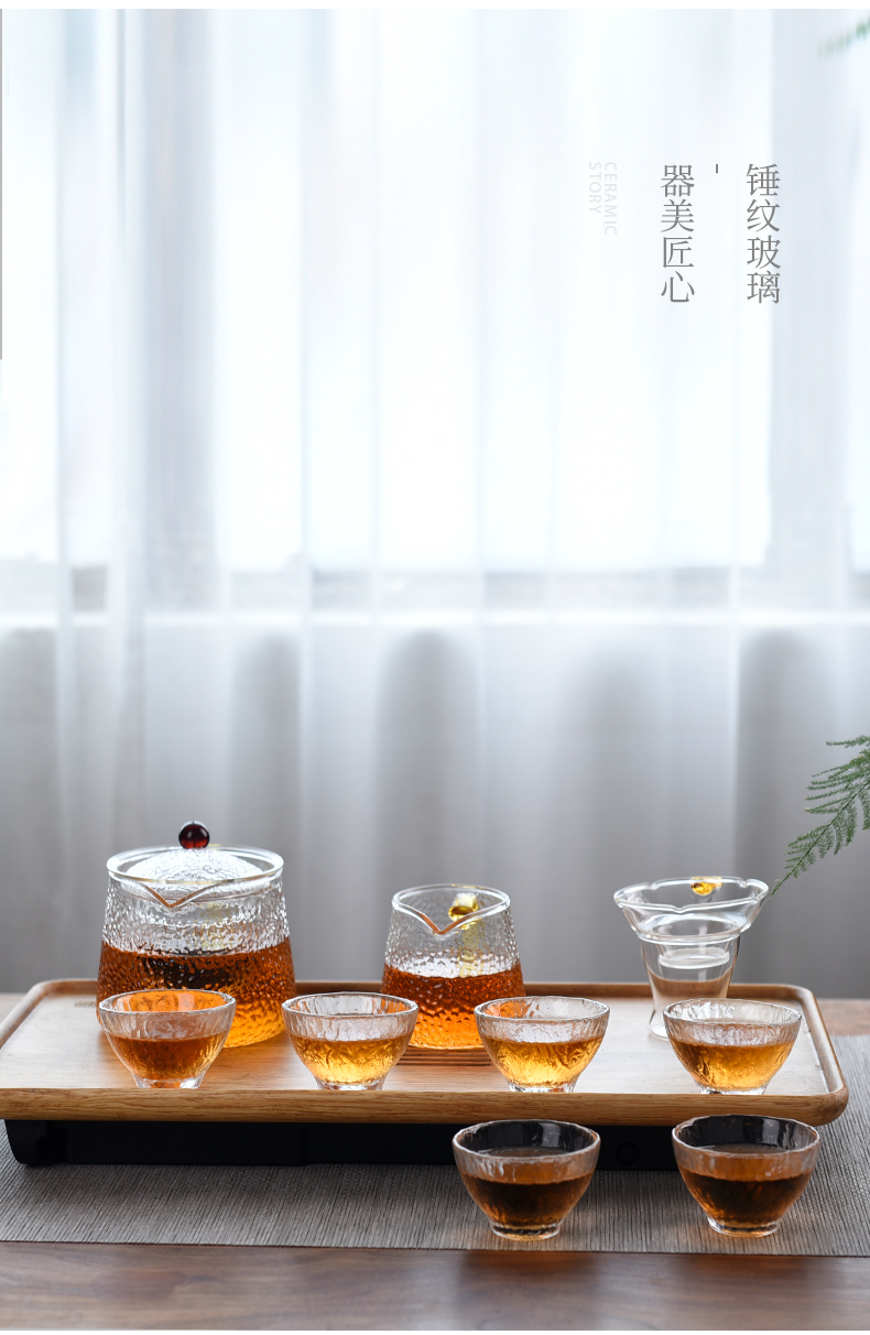 Ceramic story glass tea set household contracted sitting room teapot teacup tea tray office small sets of kung fu