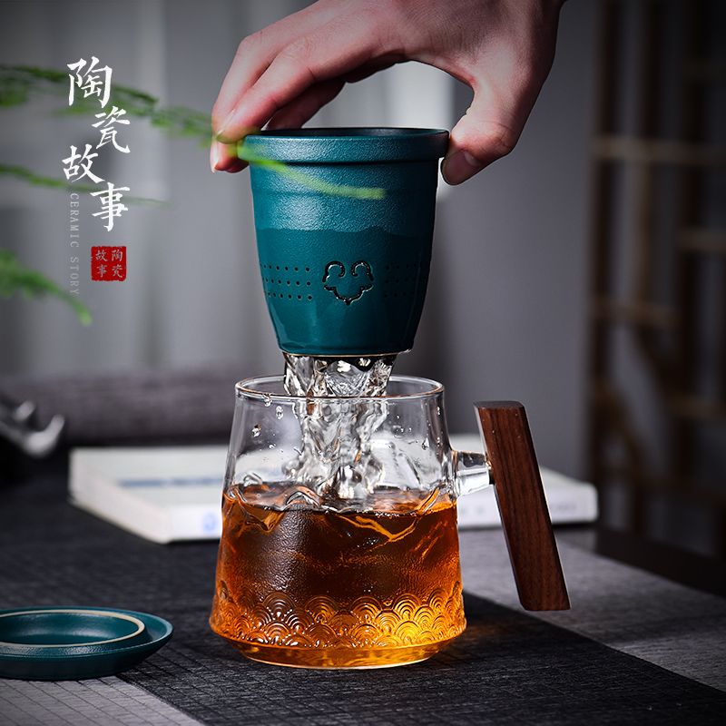 Ceramic separation story glass tea cups water cup men 's filter dedicated high - grade office tea cup