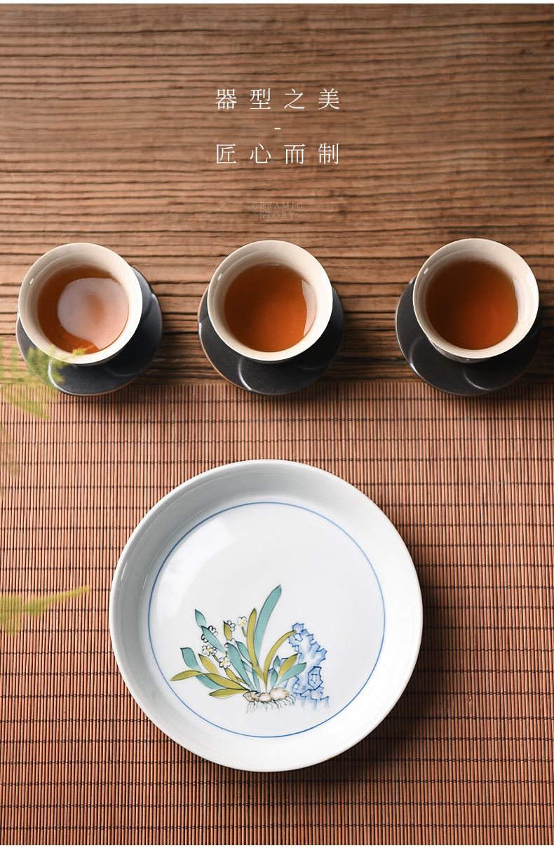 Hand - made ceramic story pot bearing plate of water bearing zen jingdezhen plant ash Japanese tea saucer pot dry terms to the machine