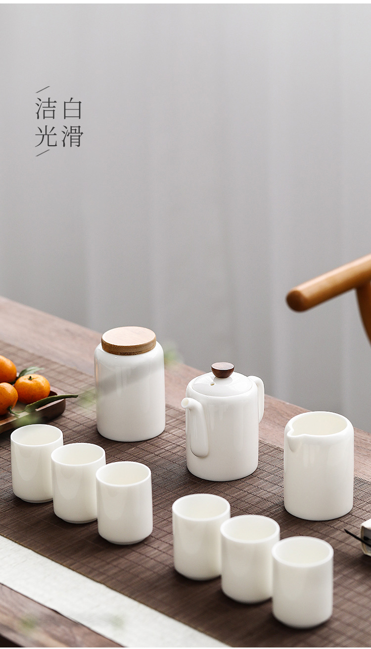 White porcelain ceramic story suet jade suit household gift teapot teacup of a complete set of kung fu tea set gift boxes