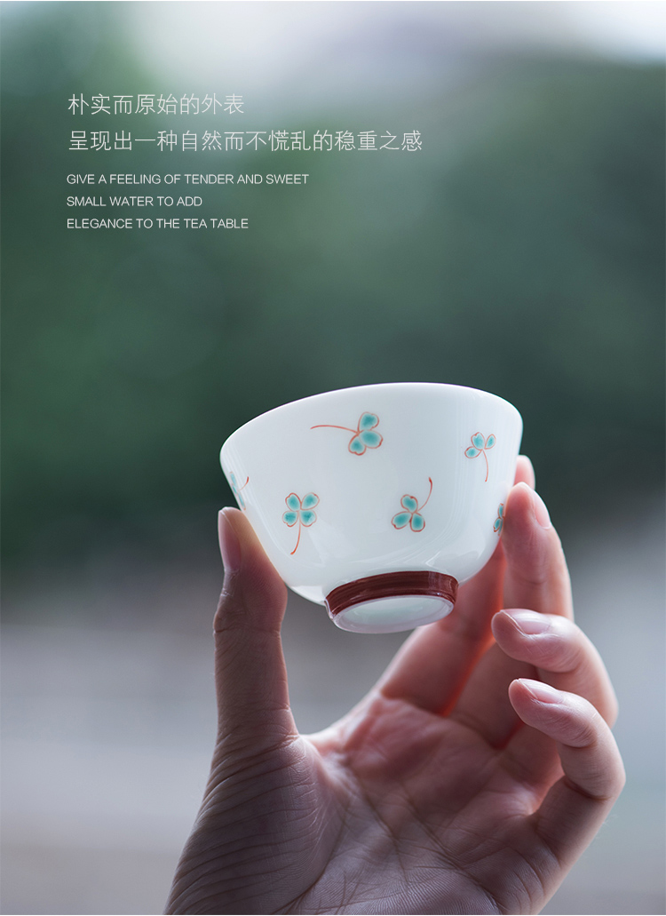 Pure hand - made ceramic story lucky grass series lid bowl of tea powder enamel manual small Pure and fresh and ceramic tea set