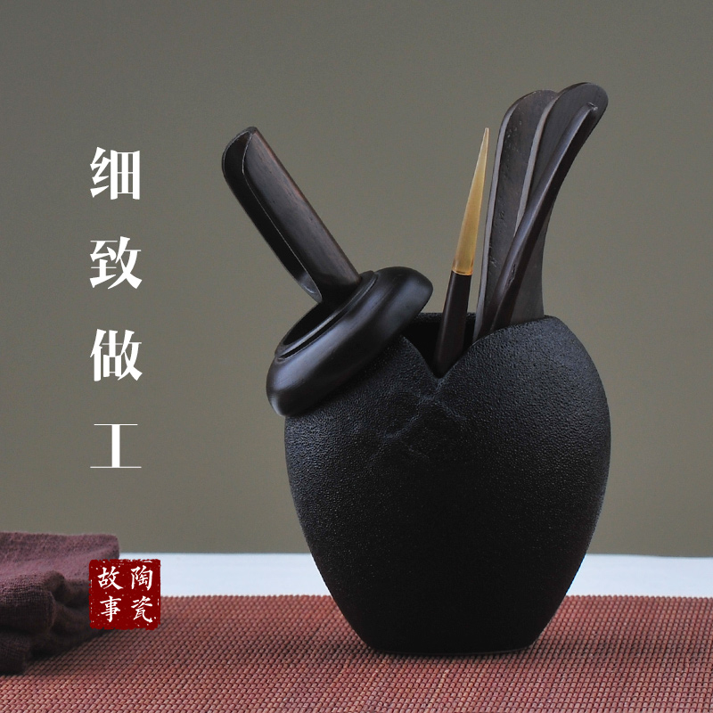 Ceramic story ebony wood make tea tea six gentleman 's kit 6 gentleman of household utensils accessories