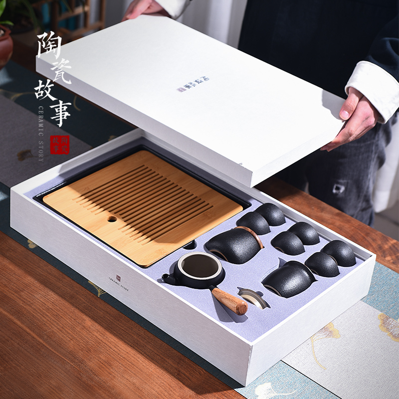 The Story of pottery and porcelain tea set suit small home sitting room tea tray teapot tea tea light key-2 luxury box kung fu tea set