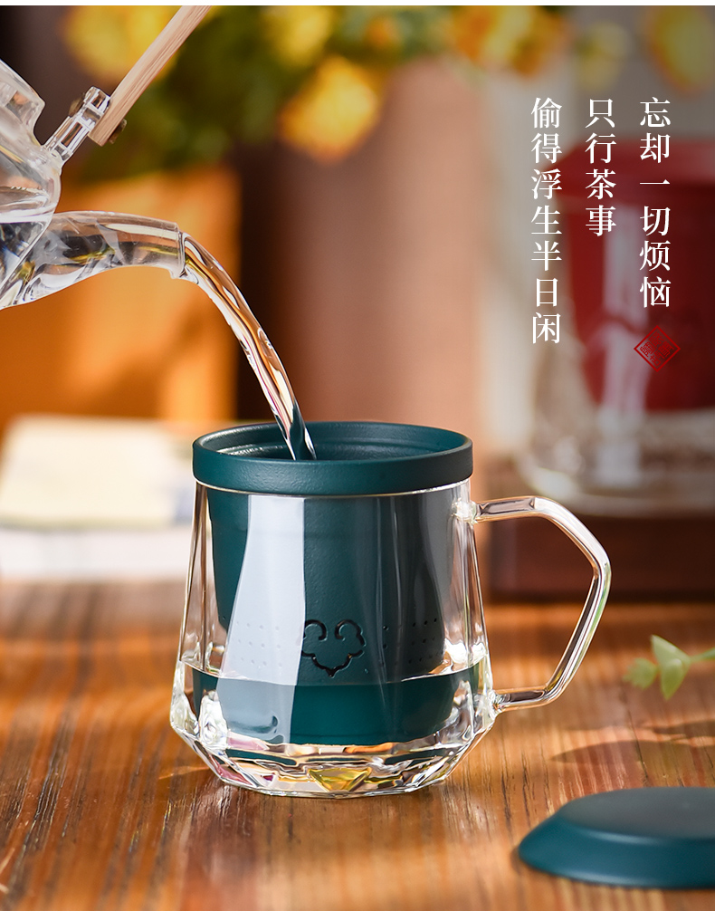 Ceramic story glass tea cup for cup men 's large capacity separation office tea cup