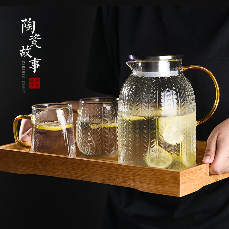 Ceramic story cold bottle glass kettle domestic high temperature resistant to plunge into pot cup suit thermal crack prevention cold water