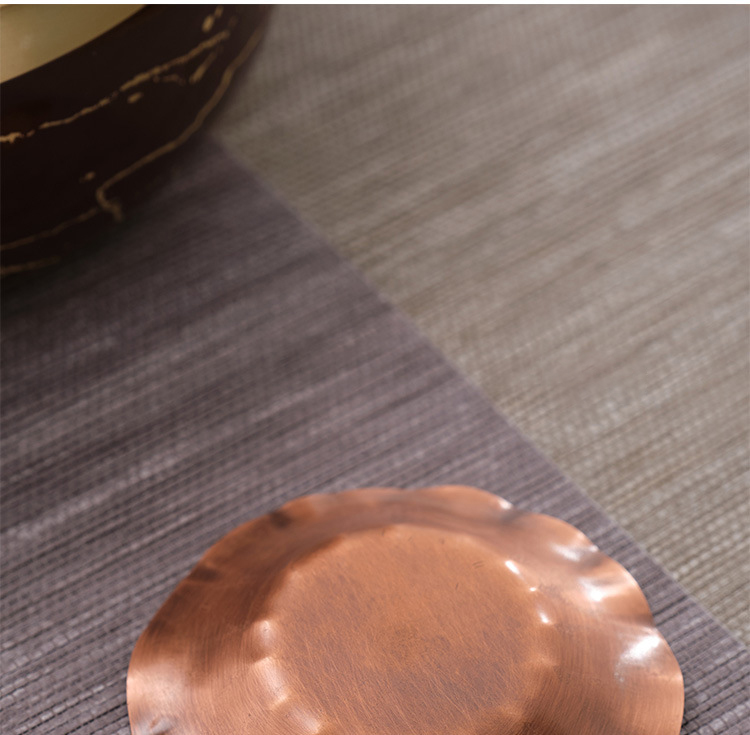 Copper pure Copper cup mat sample tea cup saucer ceramic story Japanese tea taking insulation prevent hot kung fu tea accessories