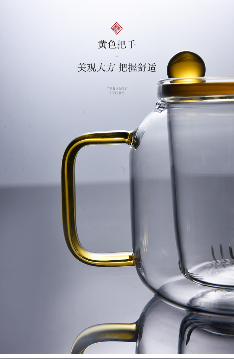 Ceramic story glass teapot high - temperature thickening filtering separation of tea, green tea teapot household utensils suits for