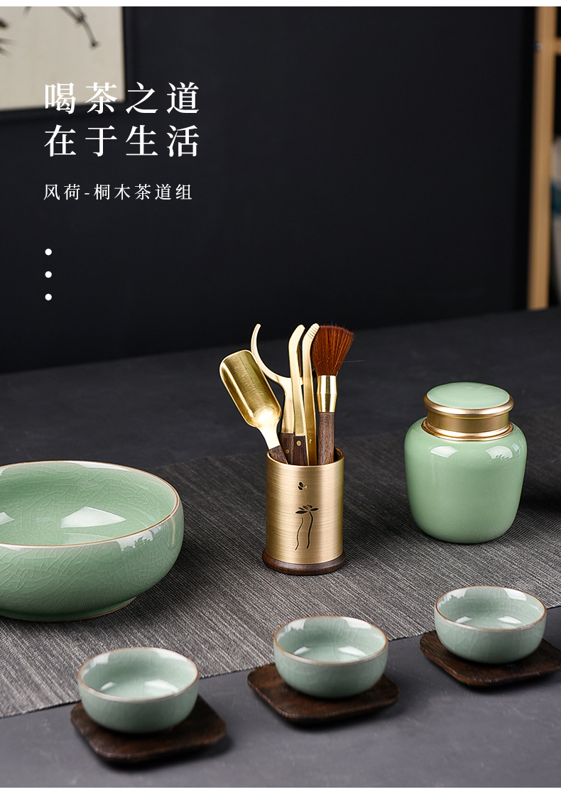 Ceramic story six gentleman 's suit kung fu tea tea set with parts of 6 gentleman ChaGa knife spoon tea tool