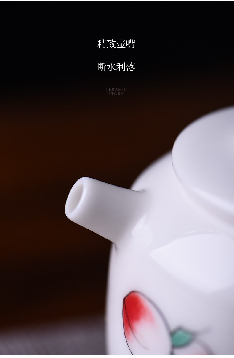 Ceramic teapot story home filter white porcelain kung fu tea set Japanese checking Ceramic small teapot single pot