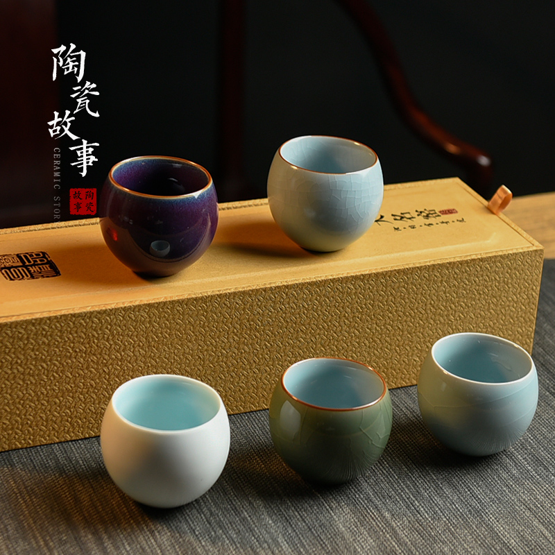Ceramic story kung fu tea cups personal special gift box of jingdezhen tea service suit small Ceramic sample tea cup master CPU