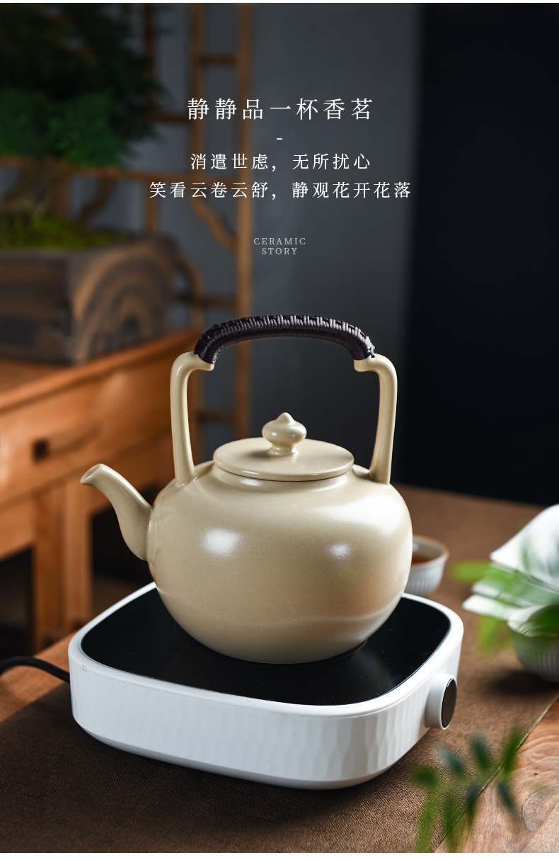 Members of the soda glaze ceramic cooking pot boil tea stove household suit white clay kettle TaoLu boiled tea machine