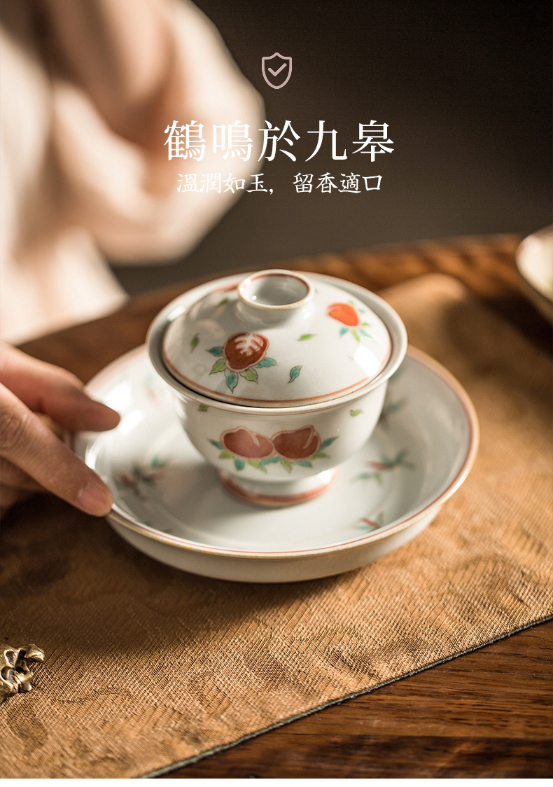 High - end checking hand - made ceramic story town tureen three tureen only a single red green color sanduo footed tureen