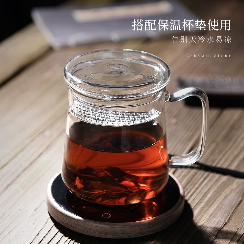 Ceramic glass cup with cover story filtration separation cups of green tea tea tea cup crescent cup "women ultimately responds cup