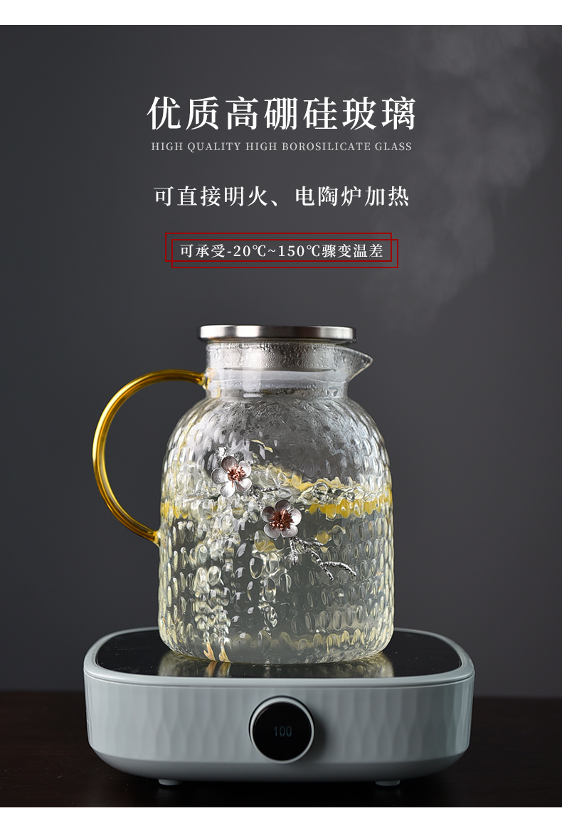 Ceramic story thickening cold bottle glass kettle high - temperature household large - capacity cold boiled water kettle cup suit