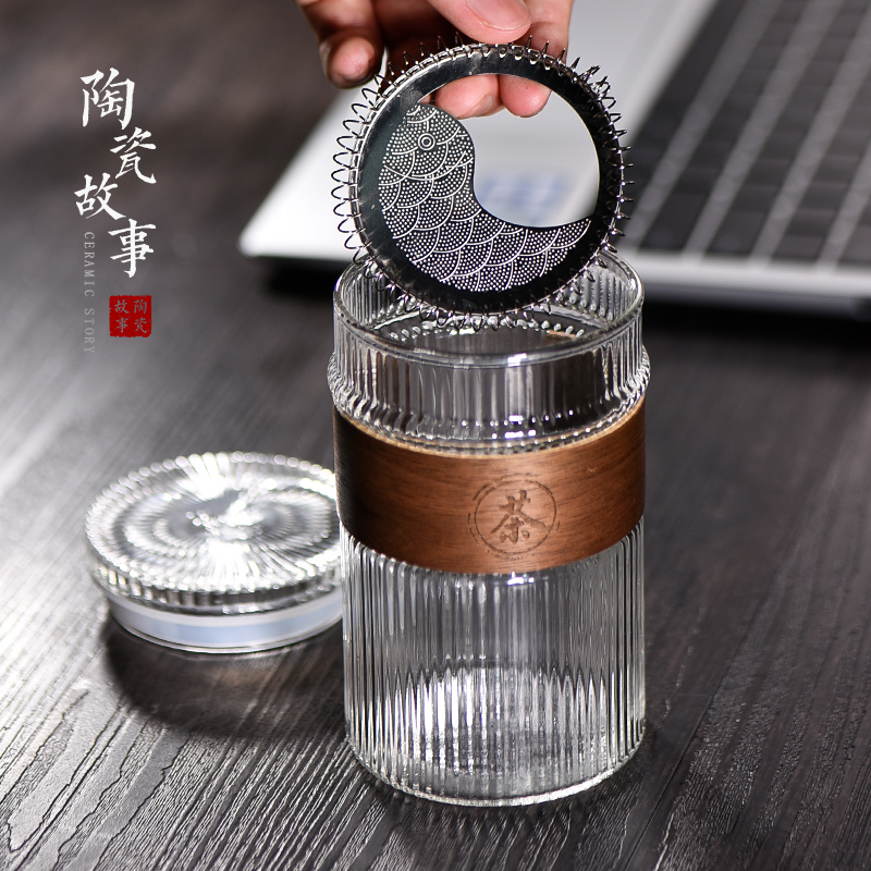 Ceramic separation story glass cup tea cups of tea cup stainless steel filter crescent cups of green tea a cup of water
