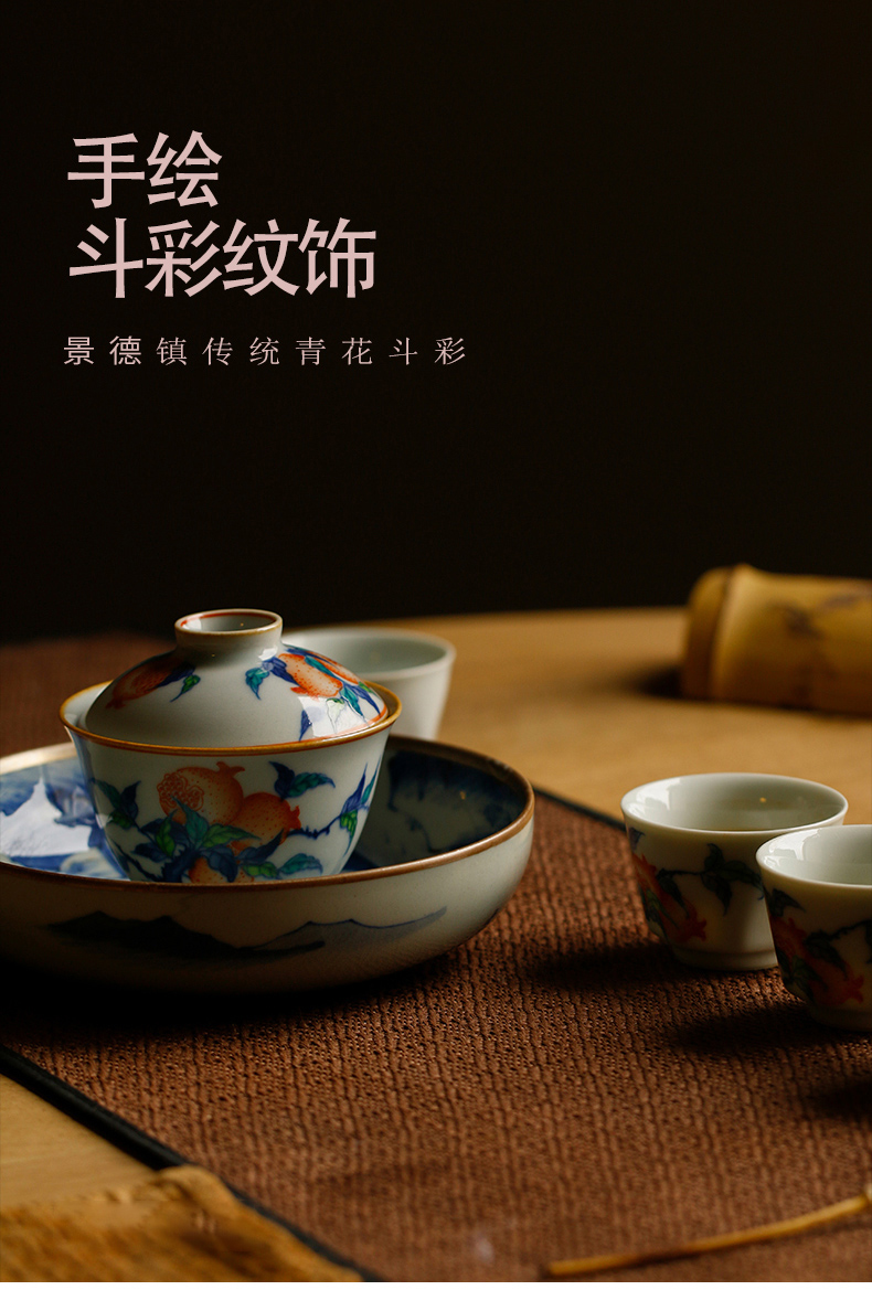 High - end checking hand - made ceramic story town tureen three tureen single bucket color pomegranate small tureen