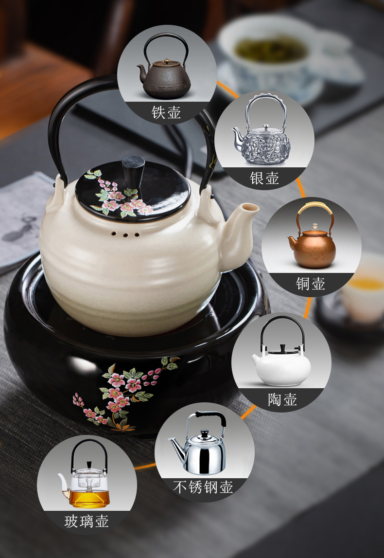 Electric TaoLu boiled tea, kungfu tea pot of boiled tea stove small tea accessories.mute household glass iron pot of tea