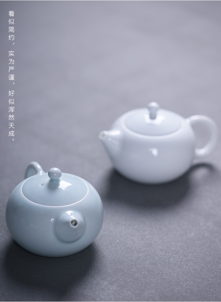 Sweet white glazed ceramic story ball hole, xi shi pot of filtering household white porcelain tea teapot tea by hand