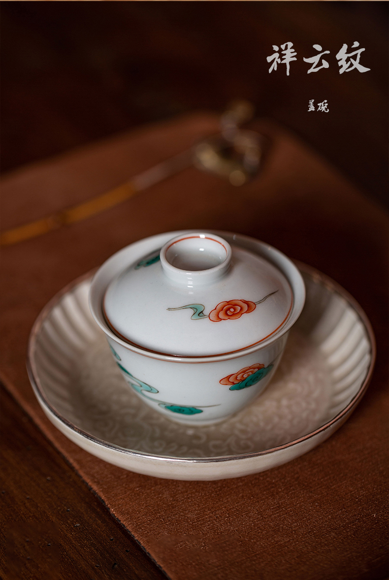 High - end checking hand - made ceramic story town tureen three tureen only a single red green color xiangyun grain tureen