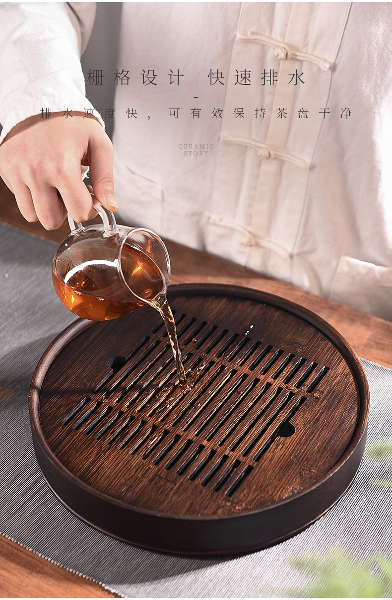 The Story of pottery and porcelain tea tray of household solid wood tea light small key-2 luxury modern kung fu tea set waterlogging under caused by excessive rainfall water tea tray