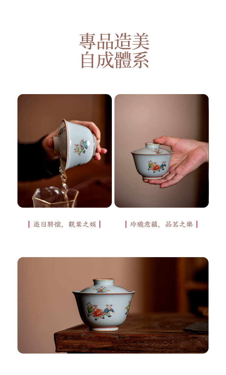 High - end checking hand - made ceramic story town tureen three tureen single jingdezhen pure hand - made tureen