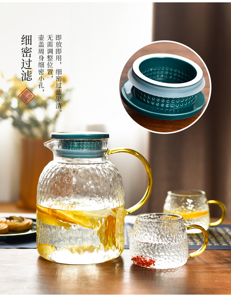 Ceramic story cold bottle home refractory glass kettle juice cool water bottle glass suits for large capacity