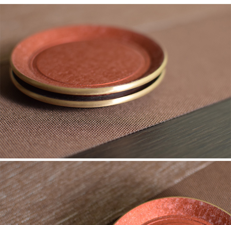 Brass color cup pad insulation pad saucer ceramic story Japanese creative kung fu tea accessories with zero
